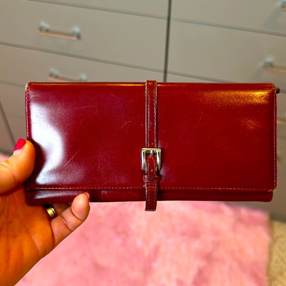 Prada maroon leather continental wallet - Picture 1 of 7